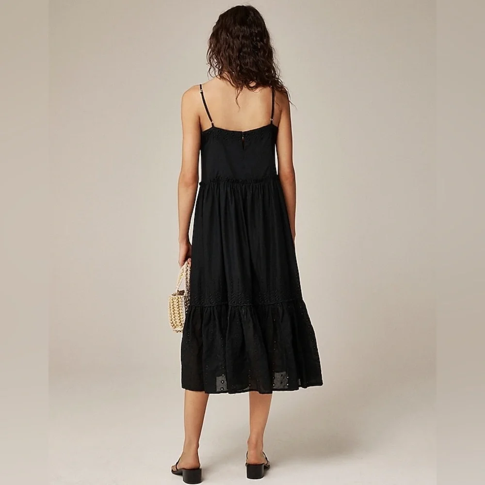 NWT J.Crew Sorrento dress in cotton voile XS Black Boho Bohemian Resort Vacation